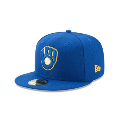 Milwaukee Brewers Gorra | New Era MLB Authentic Collection 59fifty Fitted Cap Mexico - Azules
